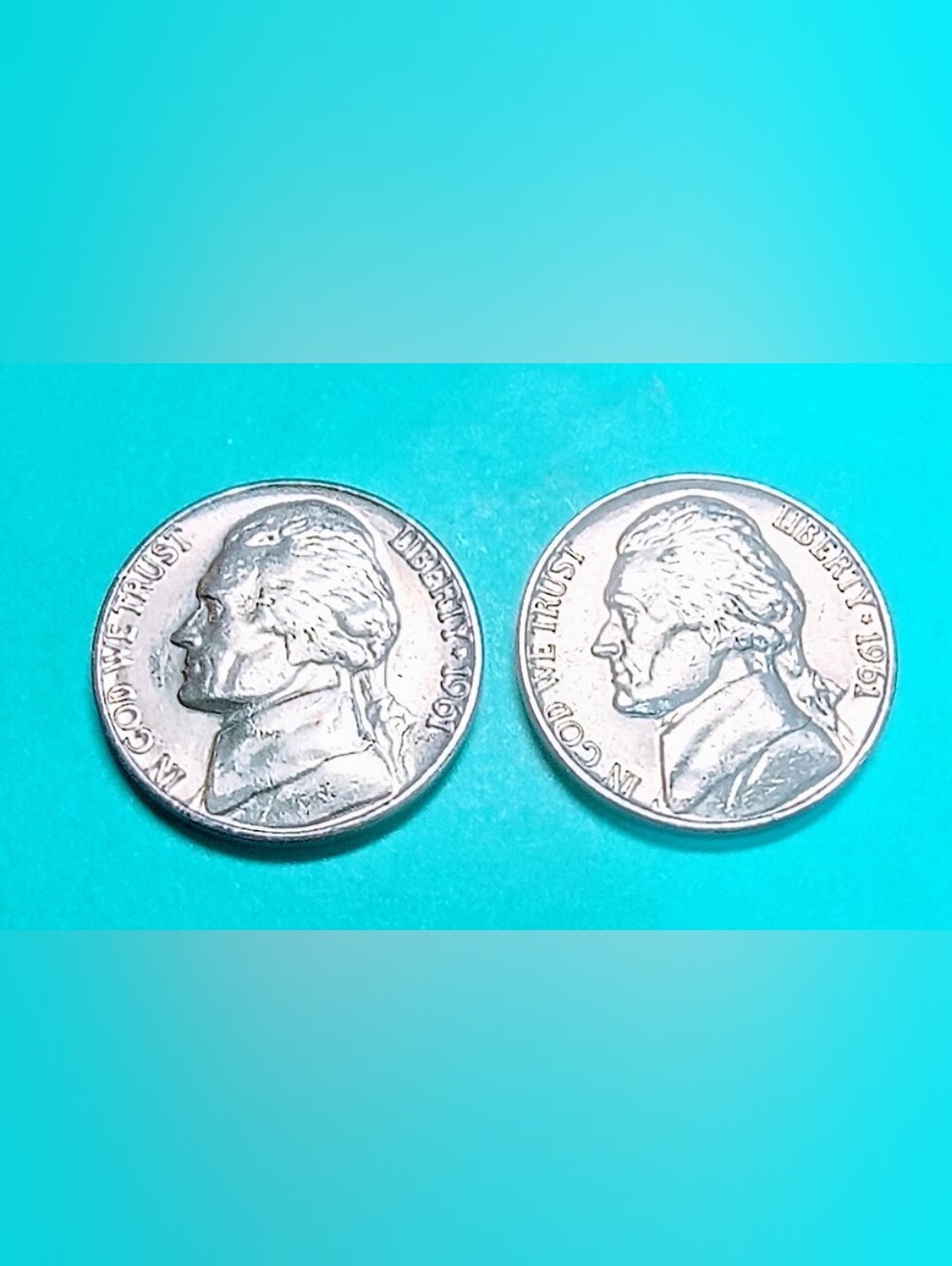 1961-D/P Uncirculated Jefferson Nickels, Set Of 2 From US Mint Roll. #0789pm